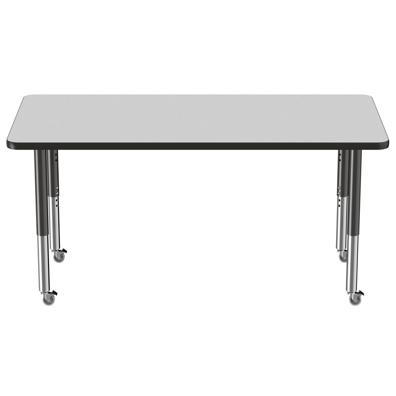 Table d'activité rectangulaire à hauteur réglable en forme de T, 24 po x 72 po, Gris / Noir, Super