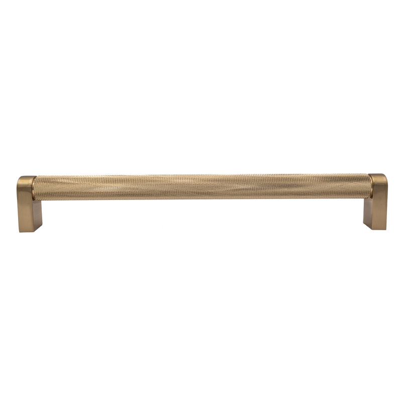 Kent Knurled 12" Center to Center Satin Brass Bar Drawer Pull Multipack, 12", Satin Brass
