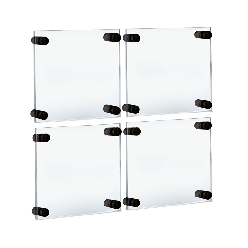 Ensemble de quatre cadres flottants muraux flottants en acrylique pour galerie flottante: 6 po x 6 po, taille du cadre graphique: 9 po x 9 po