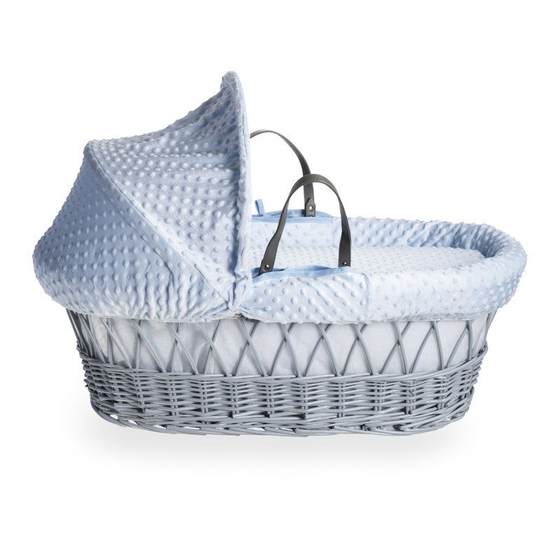 Dimple Wicker Moses Basket, Blue