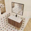 Meuble-lavabo mural avec lavabo, portes à fermeture douce, rangement peu encombrant-126671635