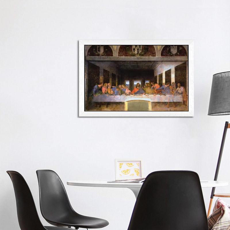 The Last Supper by Leonardo Da Vinci - Painting on Canvas, 66.04 cm H x 45.72 cm W, White Framed