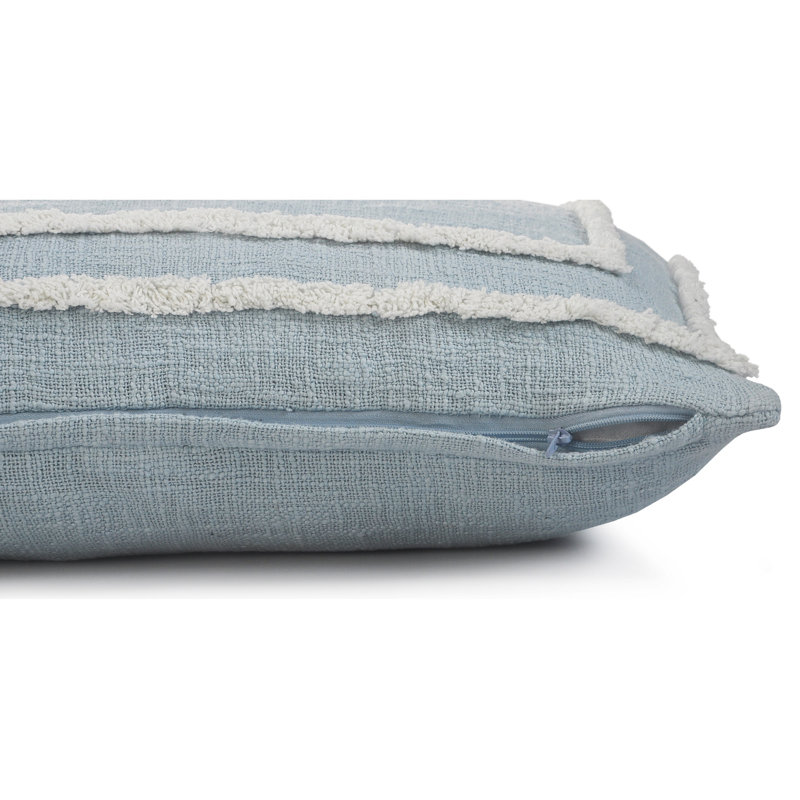 Avery Contemporary 100% Cotton Woven Accent Throw Pillow Cover, Sky Blue/White, Polyester, Rectangular