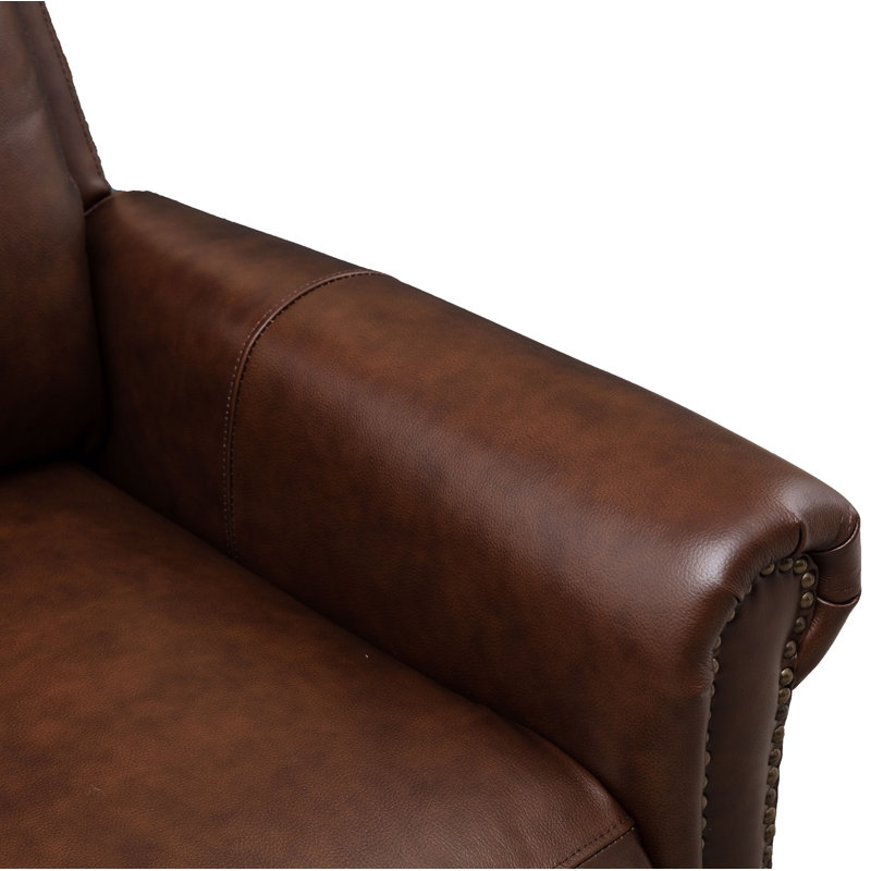 Fauteuil inclinable 33,5 po en cuir véritable, Cuir véritable galet brun foncé