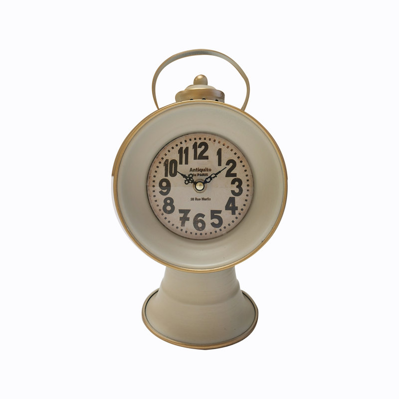 Horloge de table en acier inoxydable avec quartz en blanc
