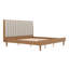 Lit en bois avec tête de lit tapissier en forme de clé de piano et pied central-478422801