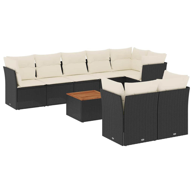 Ensemble de canapé de jardin Vidaxl noir, blanc crème