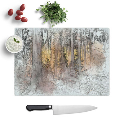 Tempered Glass Mystery Forest Chopping Board