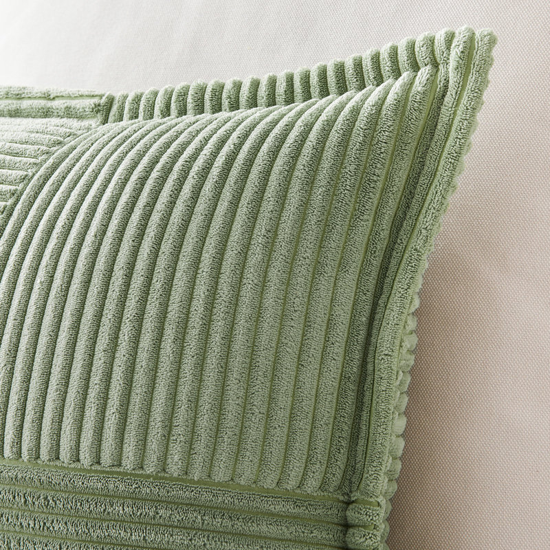 Housse de coussin carré en velours côtelé, H 16 po x l 16 po, Vert sauge