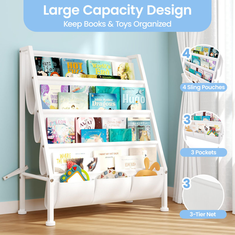 Bibliothèque pour enfants et rangement pour jouets, bibliothèque pour tout-petits à 3 niveaux avec tiroir pour le rangement de livres et de jouets