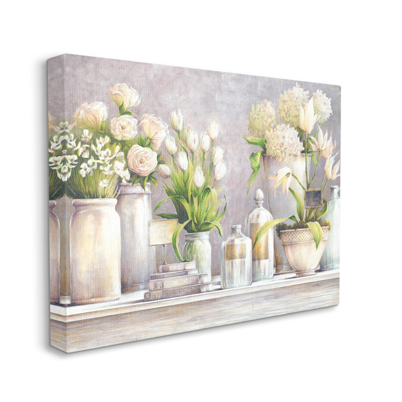Variété de bouquets de fleurs variées, nature morte par White Ladder - peinture sur toile, H 24 po x l 30 po x P 1,5 po