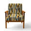 Fauteuil d'appoint rembourré moderne et contemporain à motif de lignes jaunes rayées-97353059