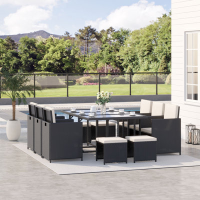 Valeria 10 - Person Patio Dining Set with Rectangular Table , Cushions Included