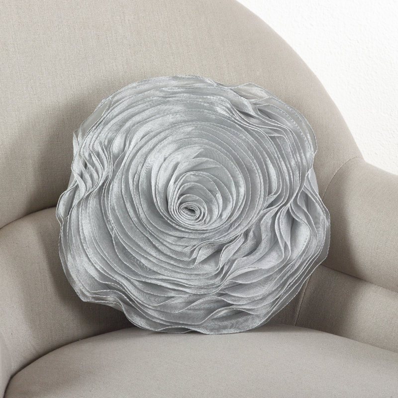 Coussin et housse de coussin fantaisie, H 16 po x l 16 po, Argent