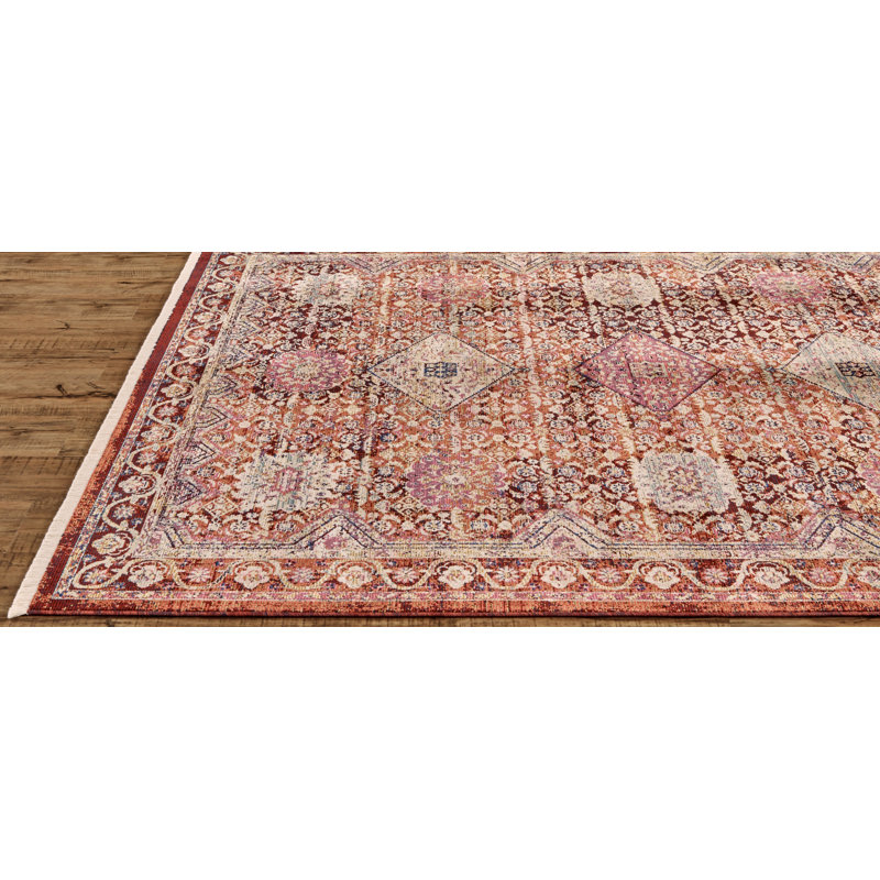 Tapis de zone rouille/beige handwoven Borgen, Rectangle 9 pi 6 po x 12 pi 7 po