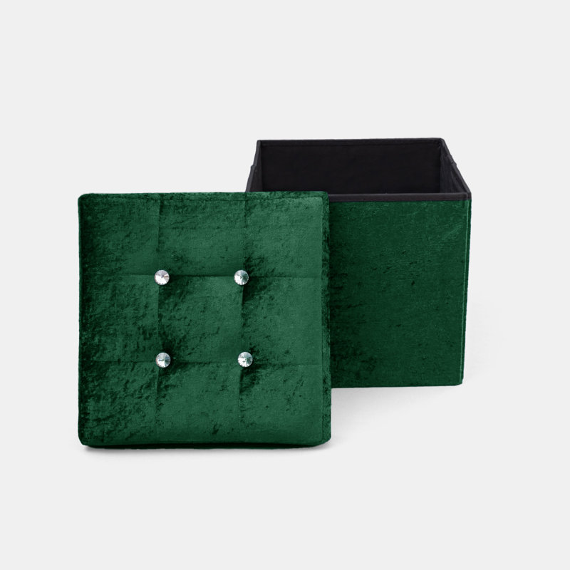 38 CRUSHED EMERALD STORAGE BOX, 38cm H x 40cm W x 6cm D