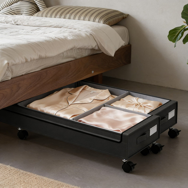 Contenants de rangement sous le lit avec roulettes et couvercles transparents - Paquet de 2 grands bacs de rangement roulants pour l'organisation des chaussures, des vêtements, des couvertures et de la literie