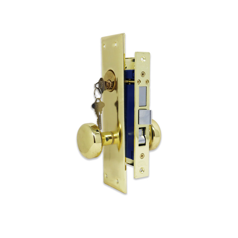 Mortise Brass Knobs With Deadbolt Entry Set, Left