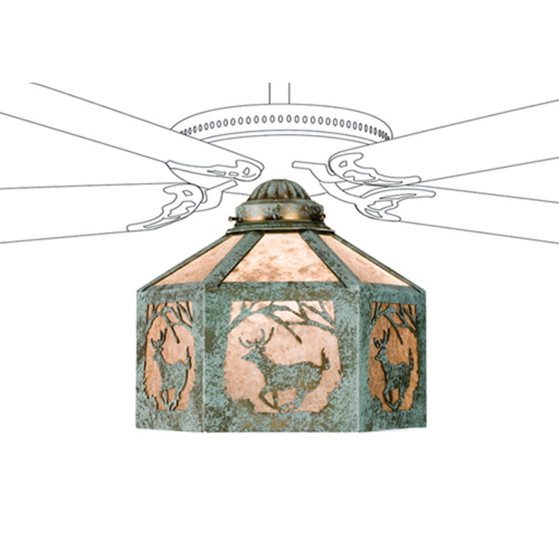 12"h X 13"w Deer Fan Light, Verdi Green/Beige