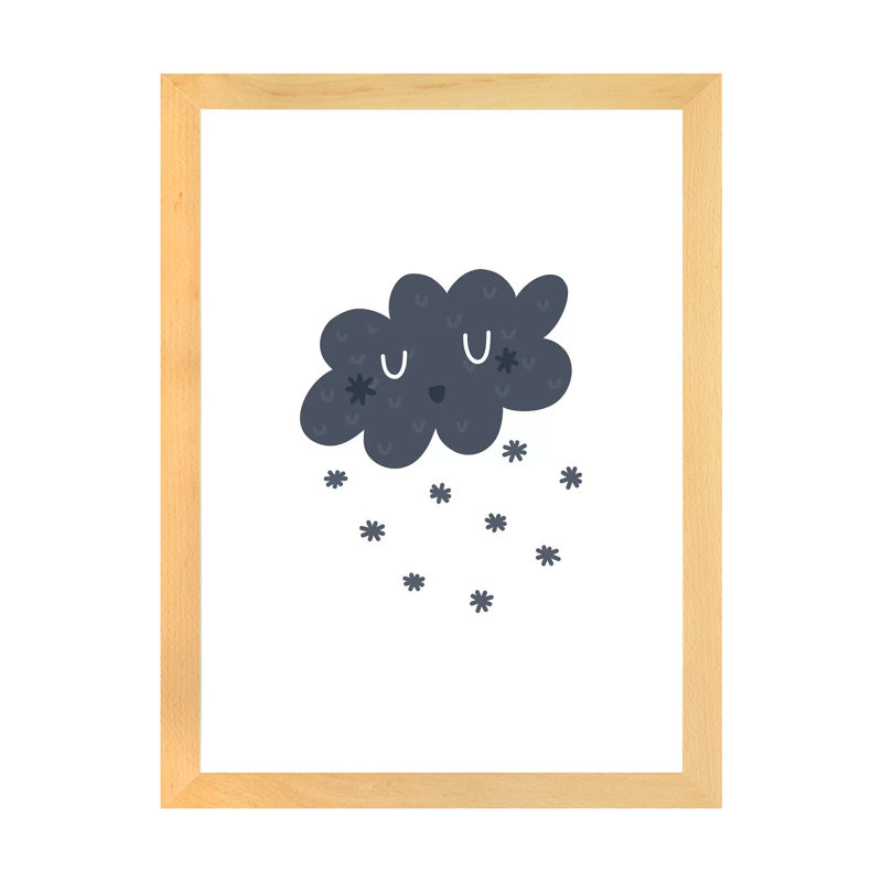 Bleu marine - impression, Papier avec cadre beige, Blanc, H 32 po x l 24 po x P 1 po
