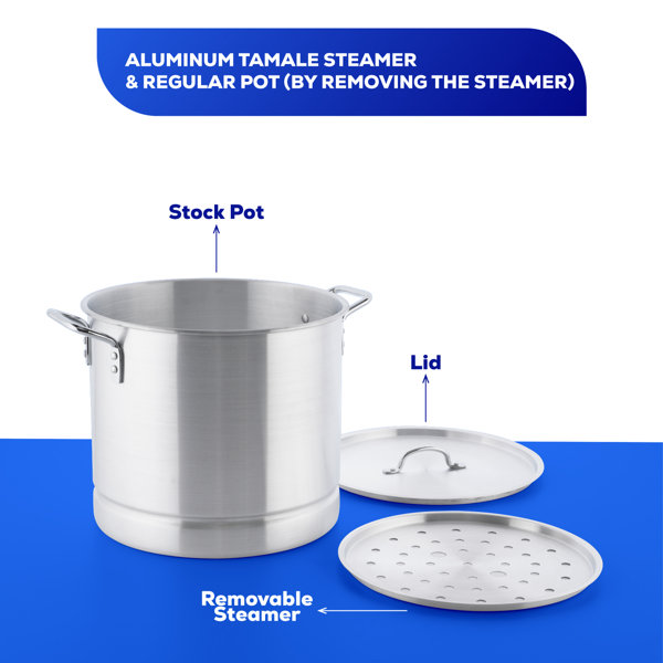 20QT Steel Vegetable Steamer, Tamale Steamer Pot, Seafood Boil Pot