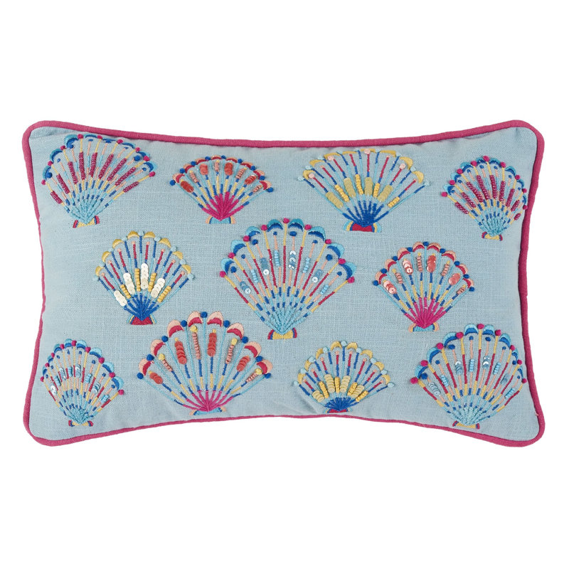 Tropical Shell Embroidered Pillow