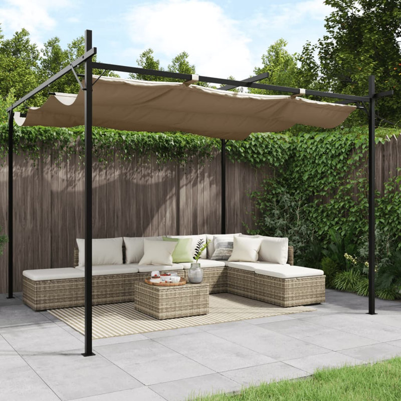 Audrius Metal BBQ Gazebo, Taupe, 292cm H x 295cm W x 230cm D