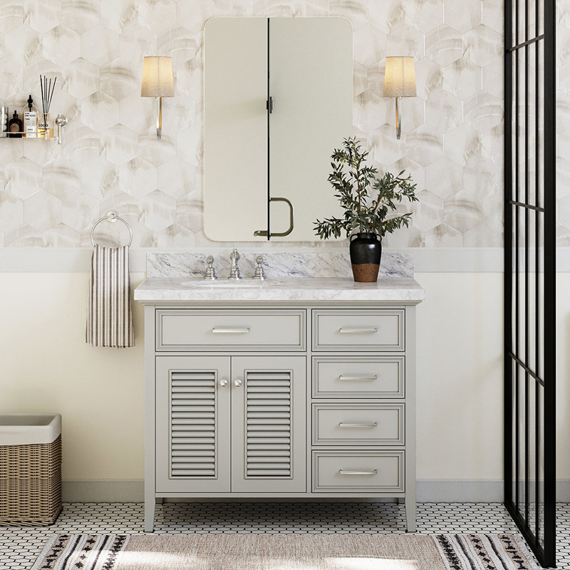 Ensemble de meuble-lavabo simple 43 po Blazier, gris, Gauche