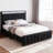 Glamorous Black Color 1Pc Full Size Bed Storage Shelve LED Channel Tufting Bedroom Furniture Fabric Nailhead-438874225-438874224