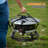 Outdoor Portable Auto-ignition Propane Fire Pit With Lid, Grill And Lava Rocks