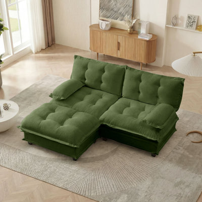 Canapé modulaire 77 po rembourré modulaire en chenille avec repose-pieds mobile 77 po Chenille