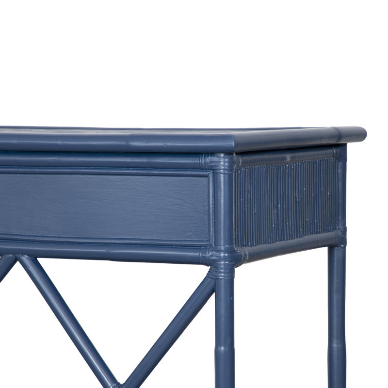 54'' Wide 3 Drawer Rattan Wood Sideboard, Navy Blue