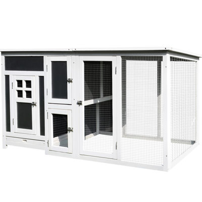 Cage à poulets 63 po, en bois avec aire de nidification, nichoir, toit, cage de poulailler, facile à manipuler