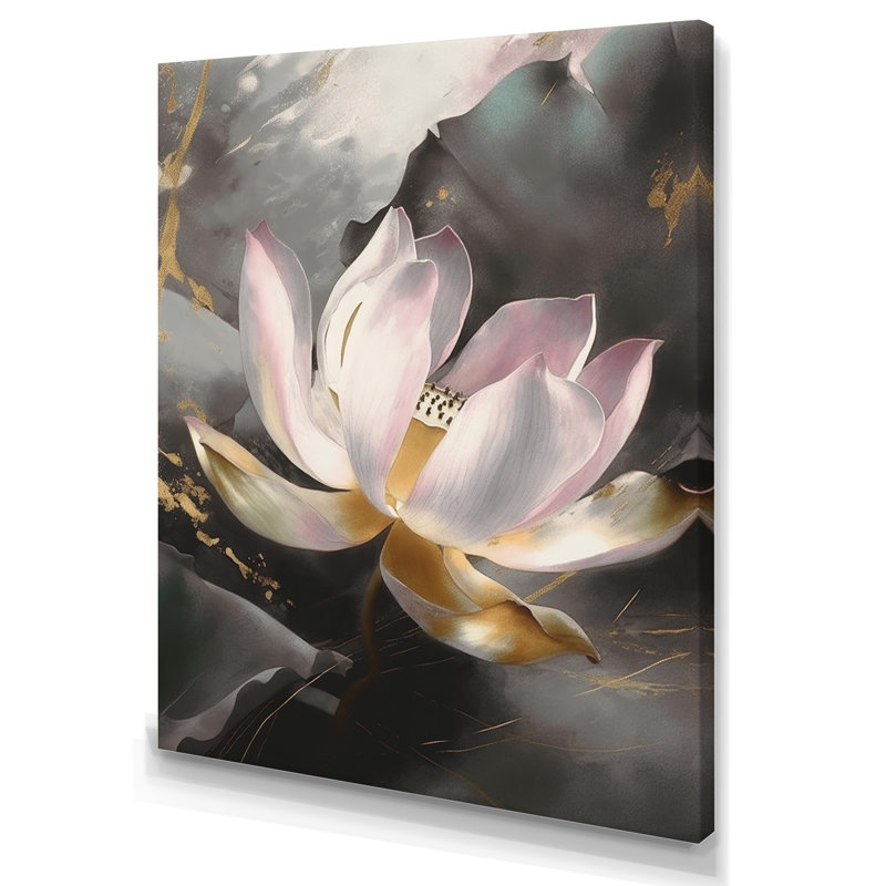 Rose lotus floral, sérénité II, H 40 po x l 30 po, Toile tendue