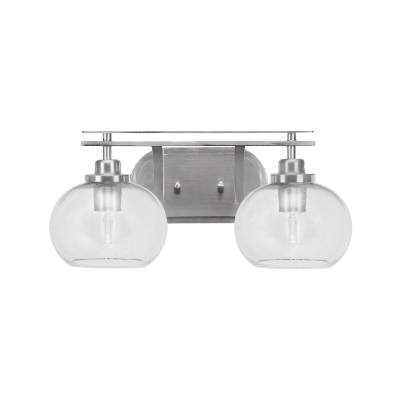 Odyssey 2 Light Bath Bar, Clear Bubble, Brushed Nickel