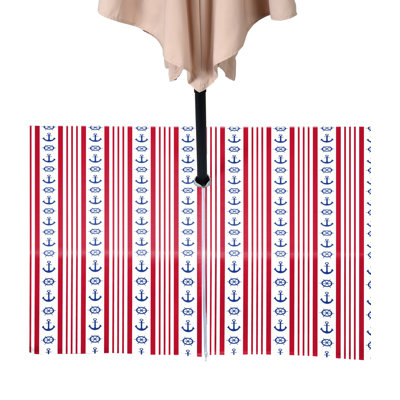 Nautical Stripe Anchor Wheels Outdoor Water Repellent Tablecloth