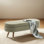 Oval Storage Bench 43.5 Inch Upholstered Boucle Ottoman Bench With Golden Metal Legs, Footrest And Seat Bench For Bedroom, Living Room, Entryway, End Of Bed