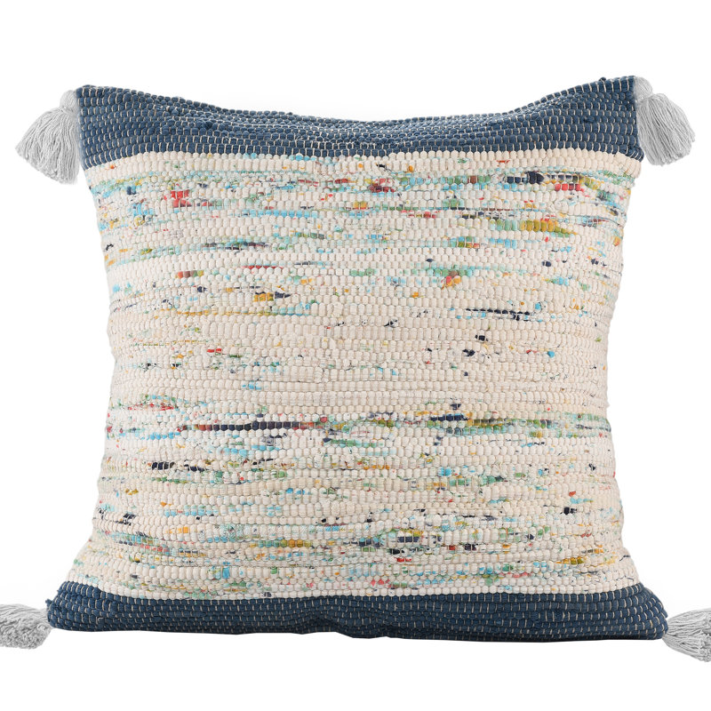 Housse de coussin en coton Colorful Abstract, Bleu clair / beige, Housse de coussin seulement - sans coussin