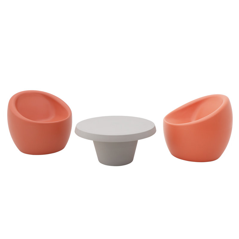 Tramontina Oca 3 Pcs. Polyethylene Lounge Set, Orange, Grey