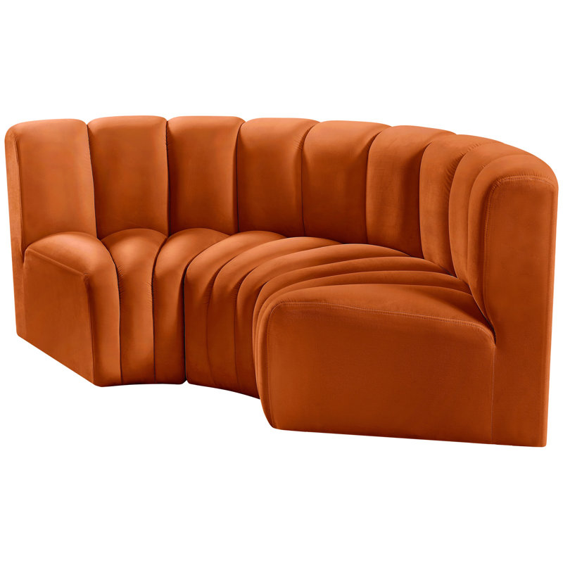 Hollybeth Upholstered Sofa & Chaise, Cognac Velvet