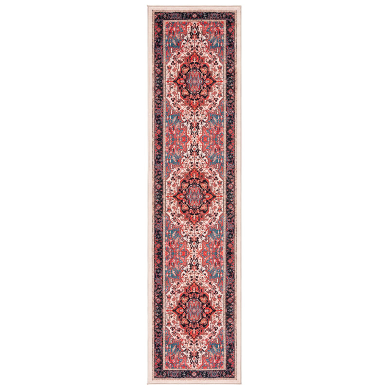 Tapis oriental ivoire / rouge Manado, Tapis de couloir 2 pi 2 po x 9 pi