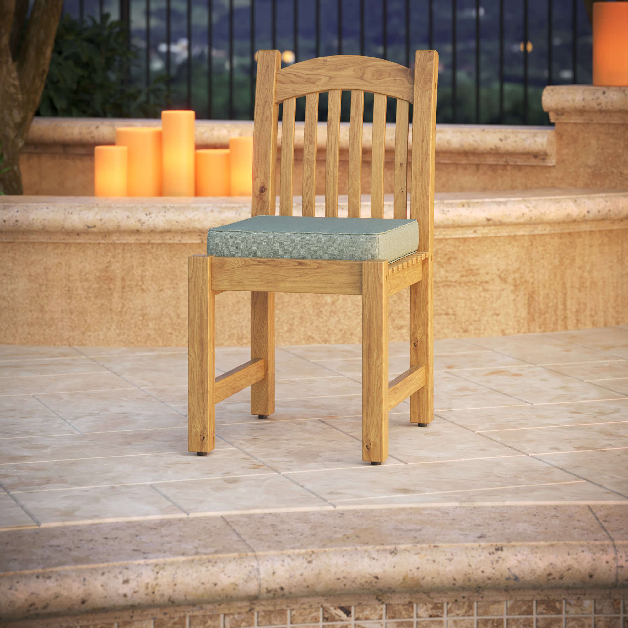 Sunbrella® Outdoor Dining Chair Seat Cushion, Canvas Spa Sunbrella® Canvas, 17" W x 17" D
