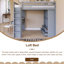 Lit mezzanine double gris avec grandes tablettes, bureau et lumière DEL-2040362450-2040362448