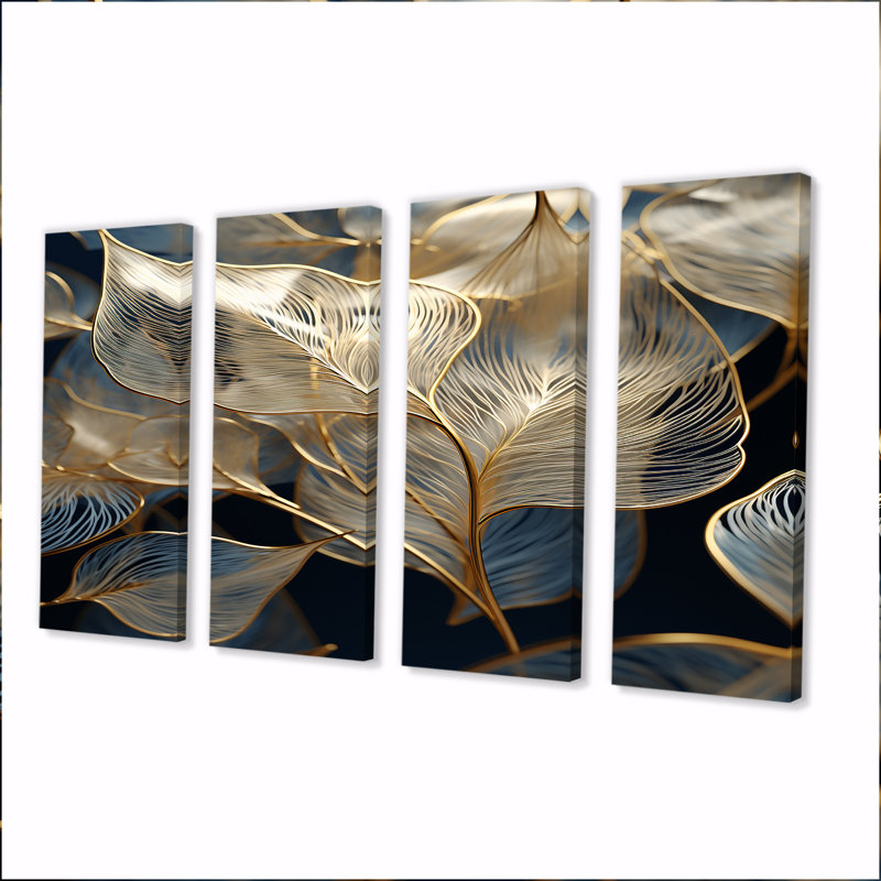 Décoration murale Hector - Feuilles 4 pièces, H 32 po x l 64 po