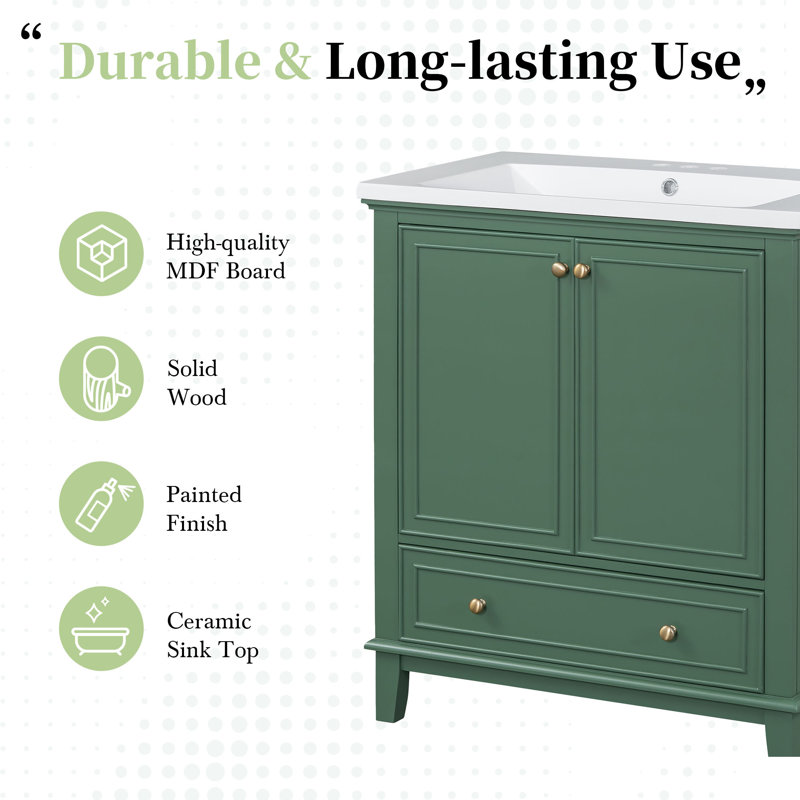 Base de meuble-lavabo simple 29,5 po seulement, Vert foncé