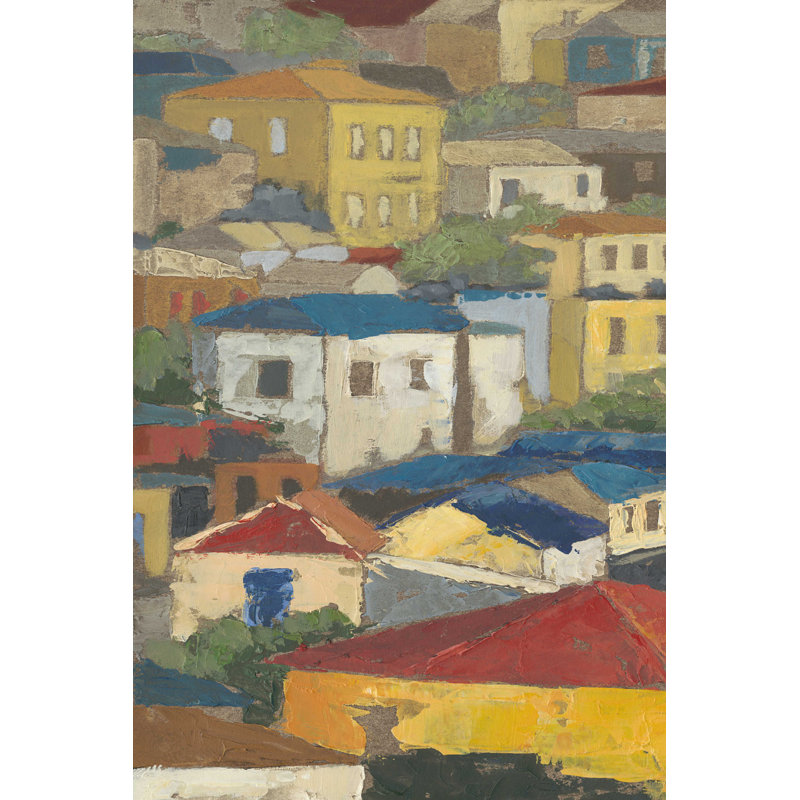 " Primary Rooftops I " by Megan Meagher Painting Print, 18" H x 12" W