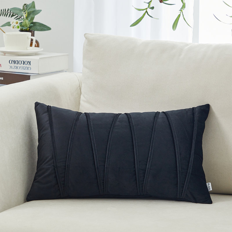 Coussin en velours à chevrons, Noir