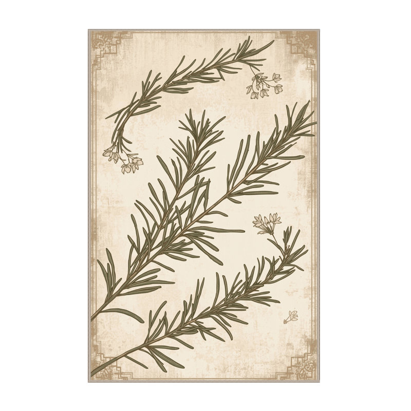 Tapis beige moelleux moelleux de style rustique rustique de style romarin - reliure beige, 7 x 10