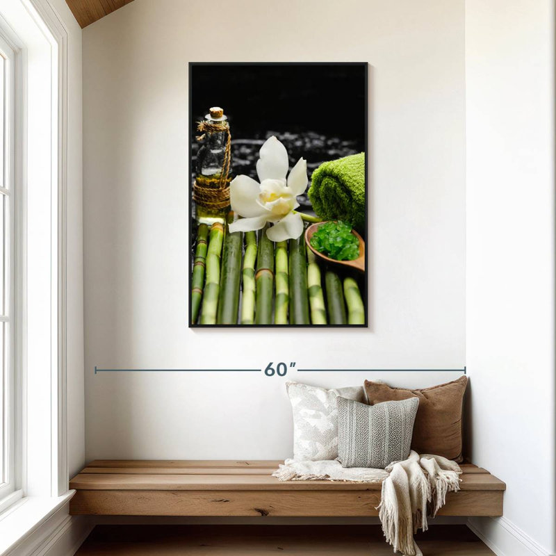 Spa thérapeutique en bambou, Cadre flottant noir, 29 po x 43 po