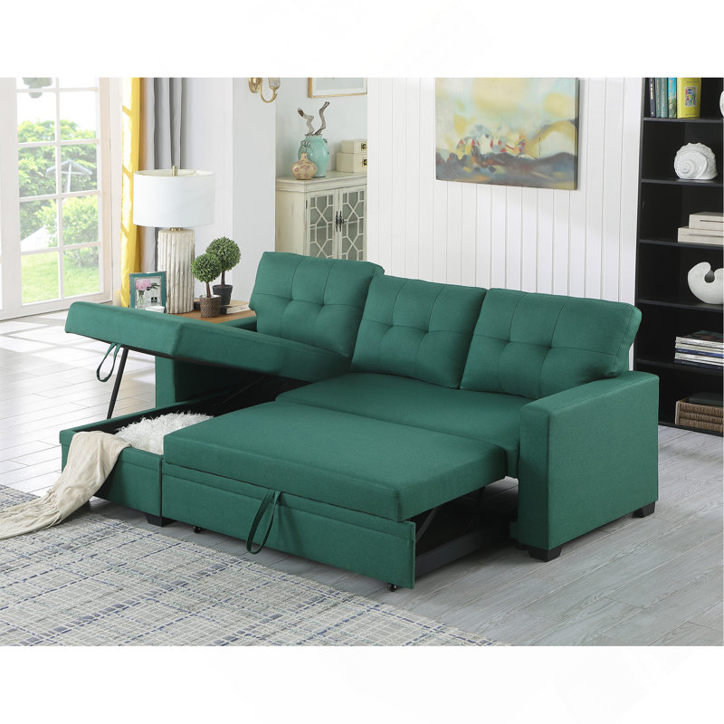Canapé modulaire rembourré avec méridienne, Vert